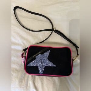 Golden Goose Black Canvas with Blue Glitter Star Crossbody Bag